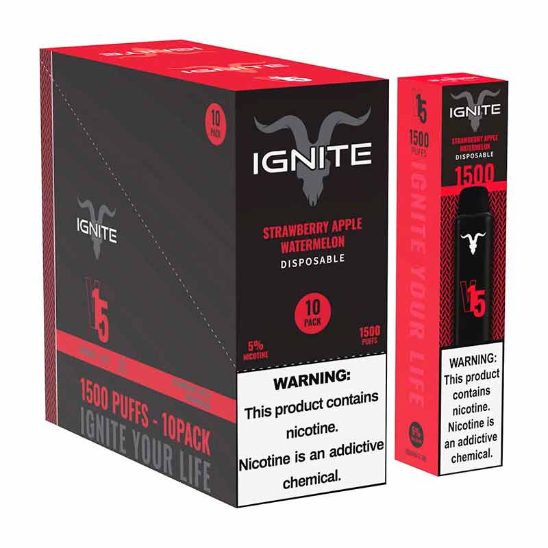 Vape Electronico Ignite V15 puffs 1500 Nic 5g Strawberry Apple Watermelon