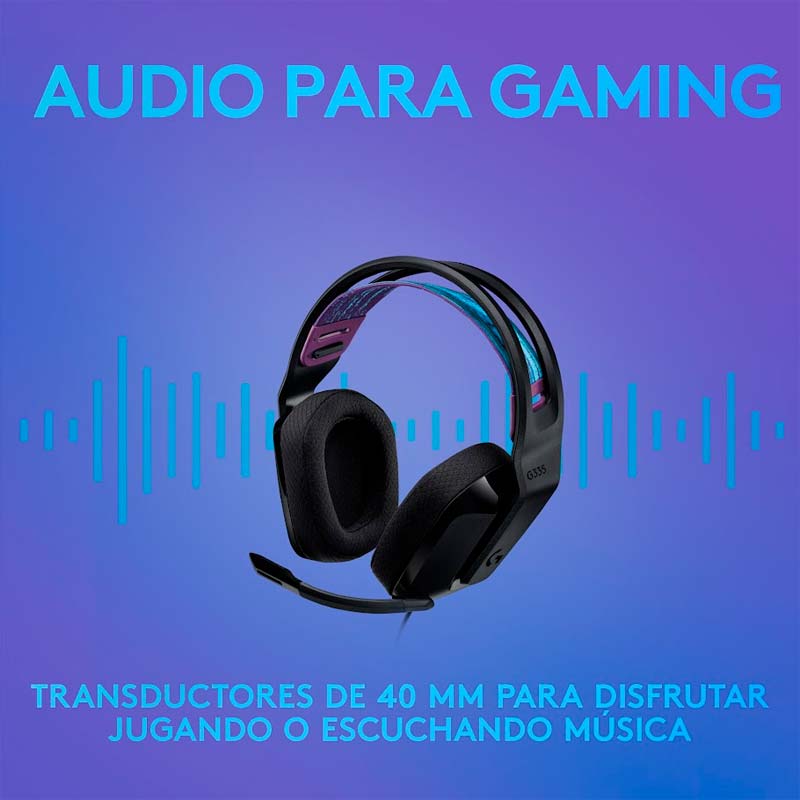 Audífonos tipo Headset Logitech G335 Lightspeed RGB Alámbricos Negro