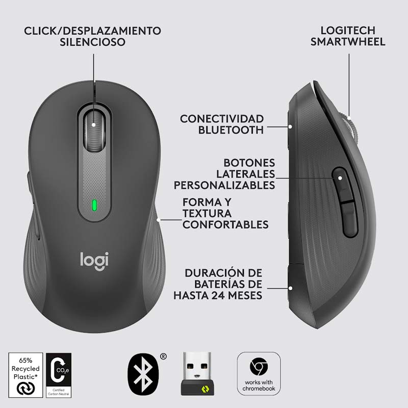 Mouse Inalámbrico Logitech M650L 4000DPI Grafito