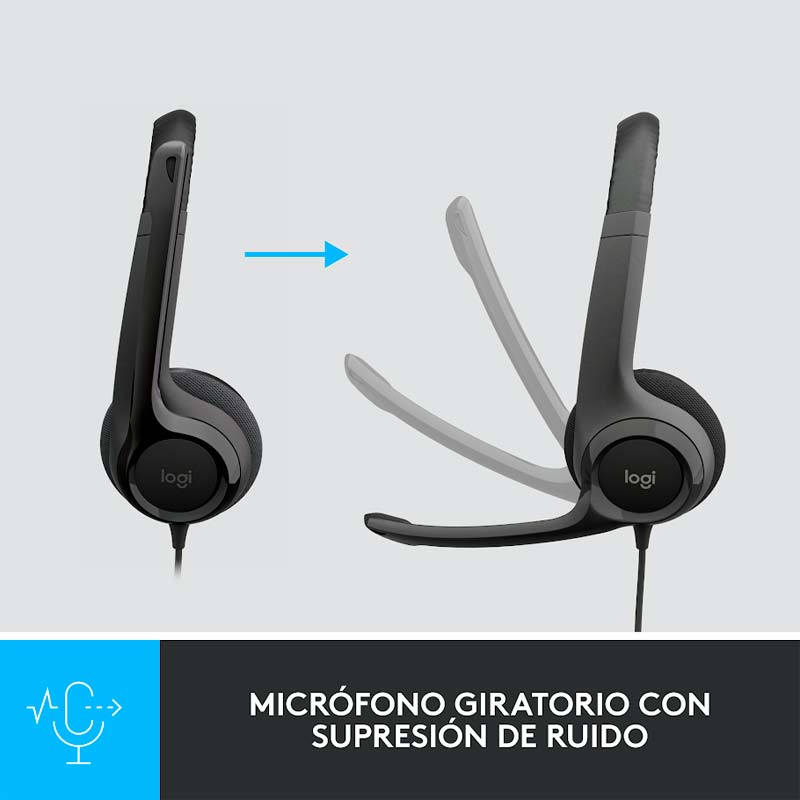 Audifonos tipo Headset Logitech H390 USB con Micrófono Negro