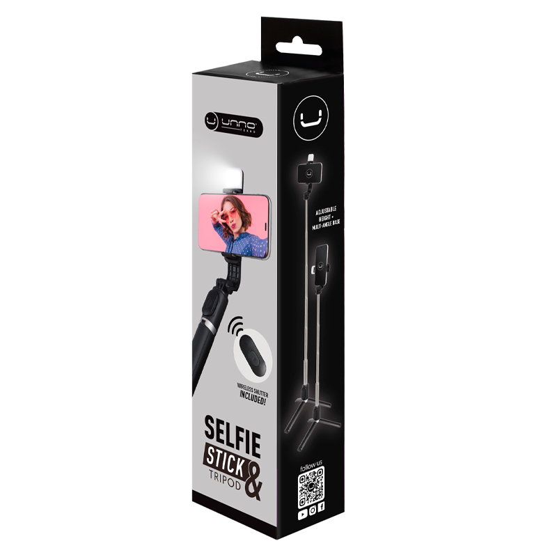 Selfie Stick y Tripode 39" UNNO TEKNO Bluetooth Negro