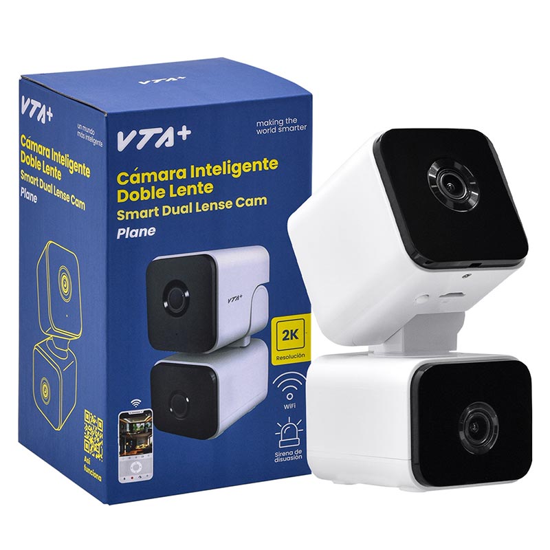 Cámara de Seguridad VTA+ Doble Lente Smart Home Wi-Fi para Interiores con Movimiento 2K 3MP