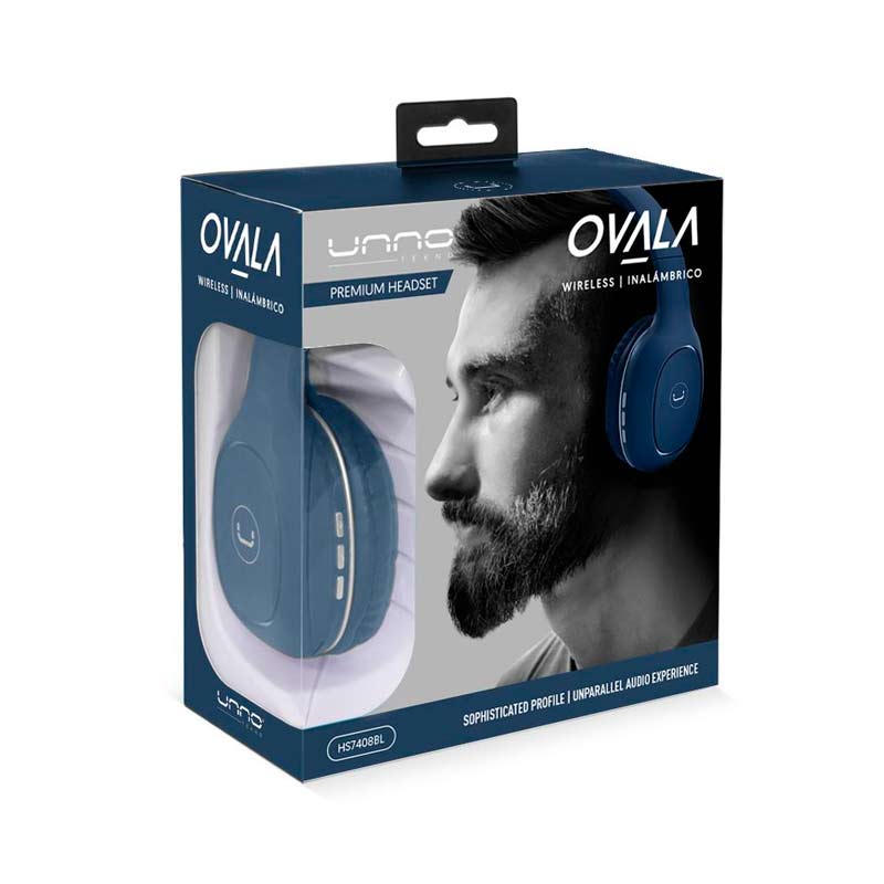 Audifonos UnnoTekno bluetooth Tipo Headset Ovala 5.0 Azul