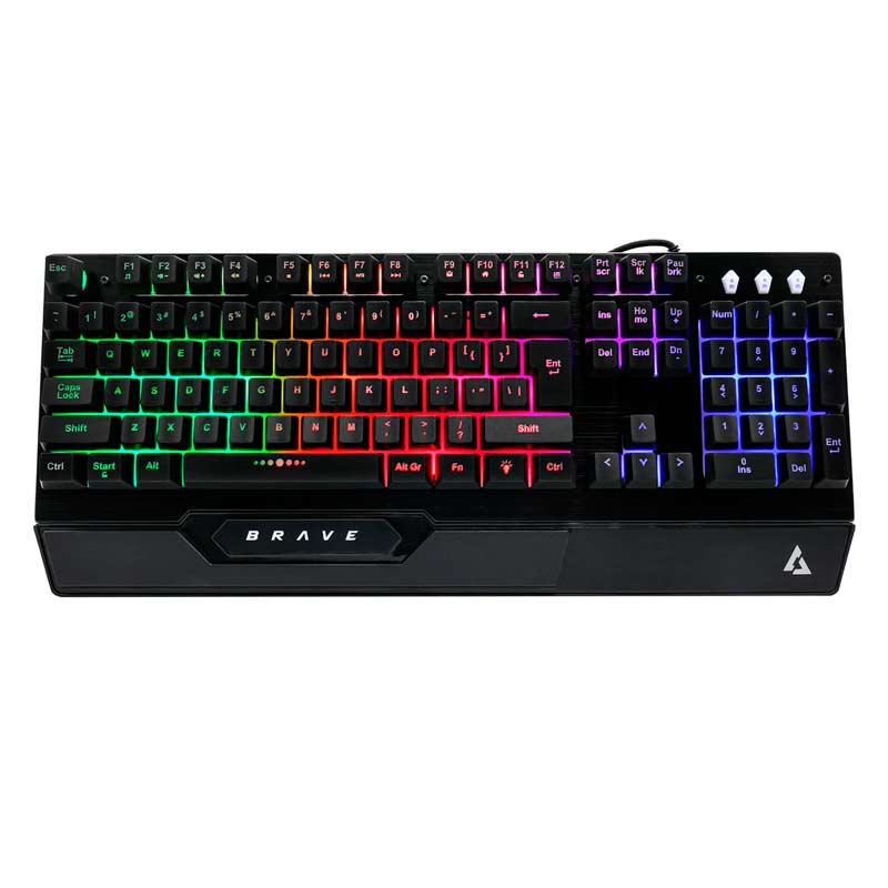 Teclado y Mouse Gaming Alámbrico UnnoTekno Brave Negro USB Ingles + Mousepad