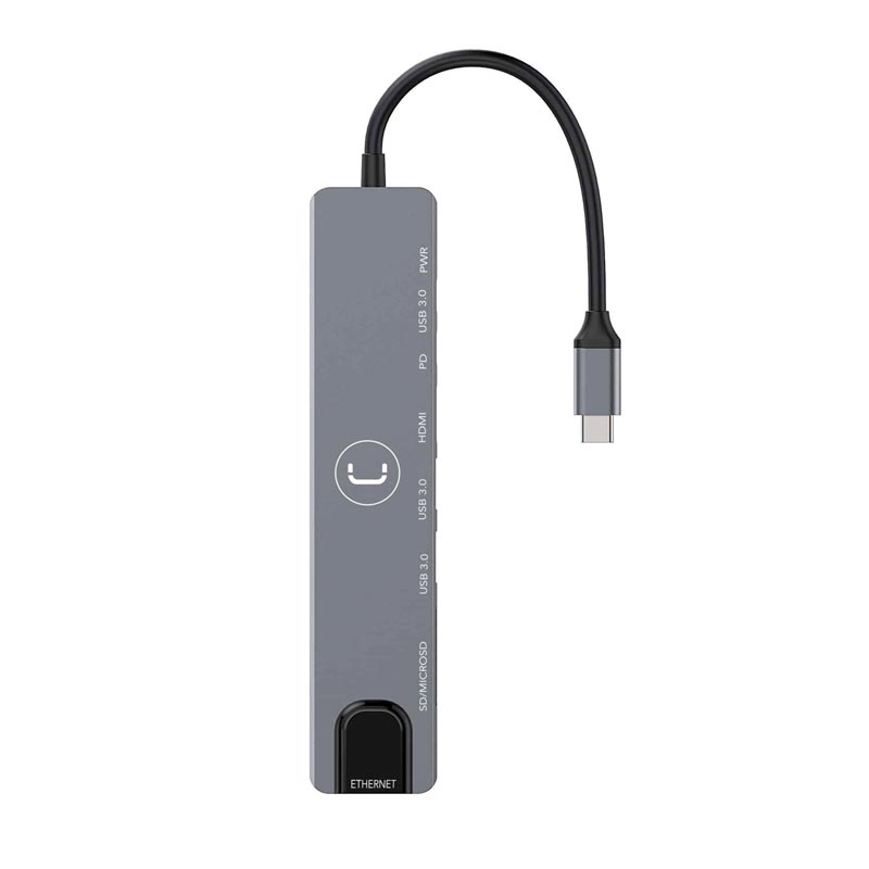 Hub UnnoTekno 8 Puertos USB-C Gris