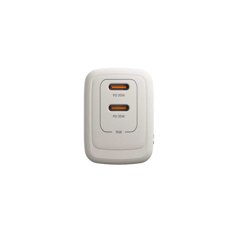 Cargador de Pared UnnoTekno PowerPro Dual USB-C 30W​​ Blanco