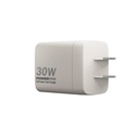 Cargador de Pared UnnoTekno PowerPro Dual USB-C 30W​​ Blanco