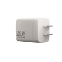 Cargador de Pared UnnoTekno PowerPro Dual USB USB-C 20W​​ Blanco