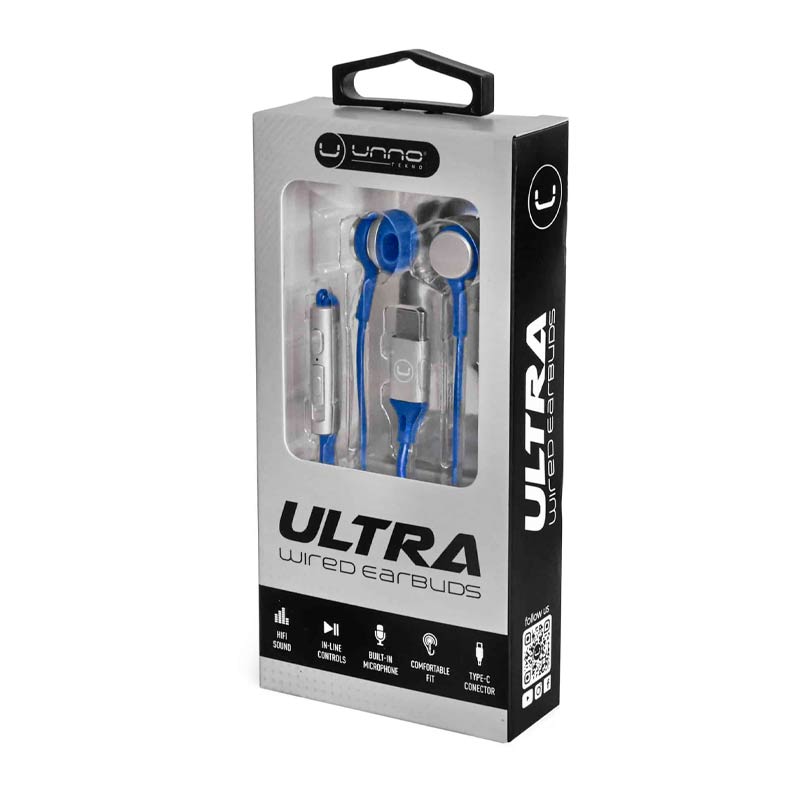 Audífonos UnnoTekno USB-C In-Ear Ultra Azul