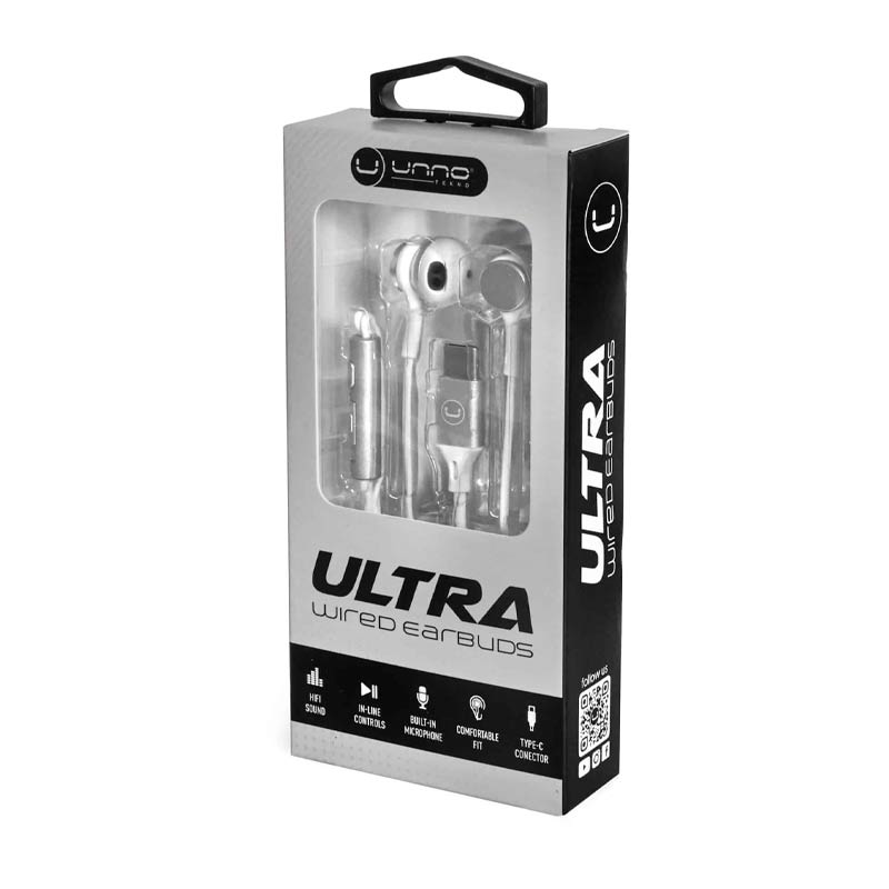 Audífonos UnnoTekno USB-C In-Ear Ultra Blanco