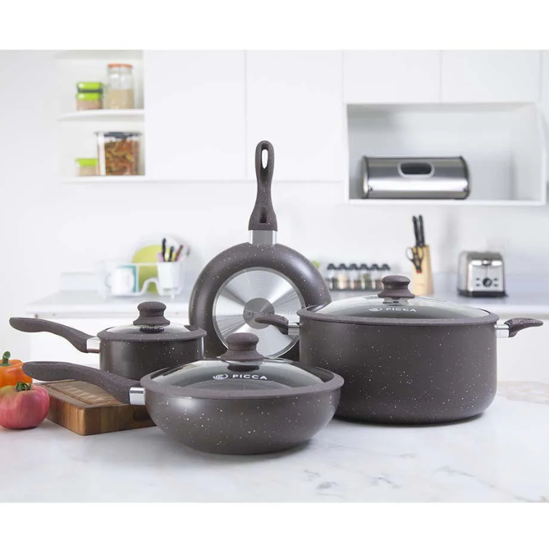 Batería De Cocina Verona 7 Piezas Gris