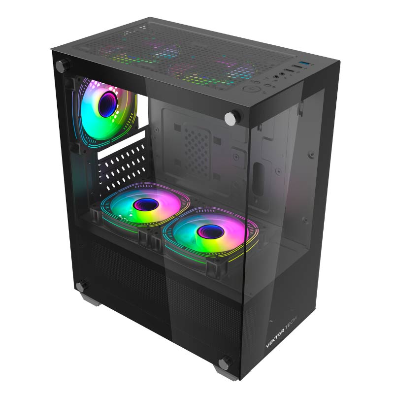 Case Gaming Vektor Tech SGM-680 Mini Torre Vidrio Templado Micro-ATX Negro