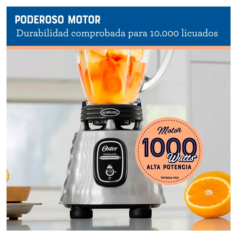 Licuadora Oster Clásica Reversible 1 Velocidad Jarra de Vidrio 1.5L 1000W