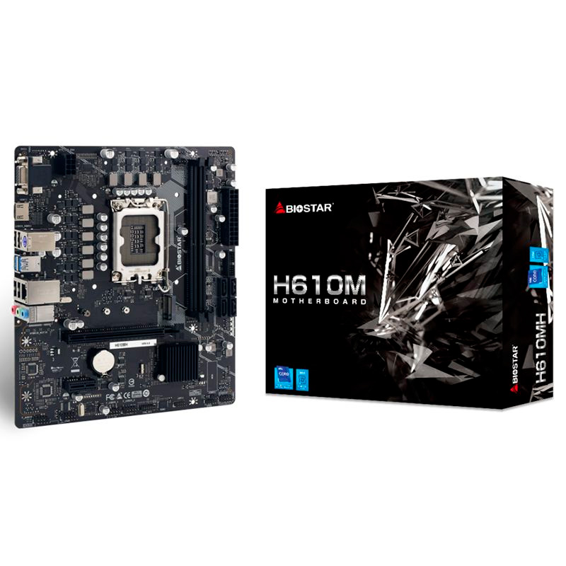 Motherboard Biostar H610MH LGA1700 14th, 13th y 12th Gen 2xDDR4 Micro-ATX Open Box