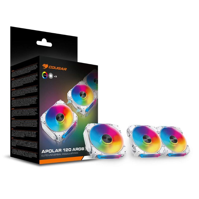 Kit de 3 Ventiladores Cougar APOLAR 120mm ARGB Blanco