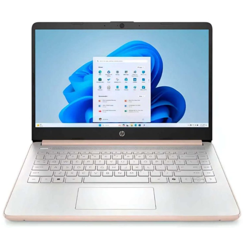 Laptop HP 14-DQ6015DX 14" Celeron N150 4GB RAM 128GB UFS W11S Home Rosado Teclado Inglés
