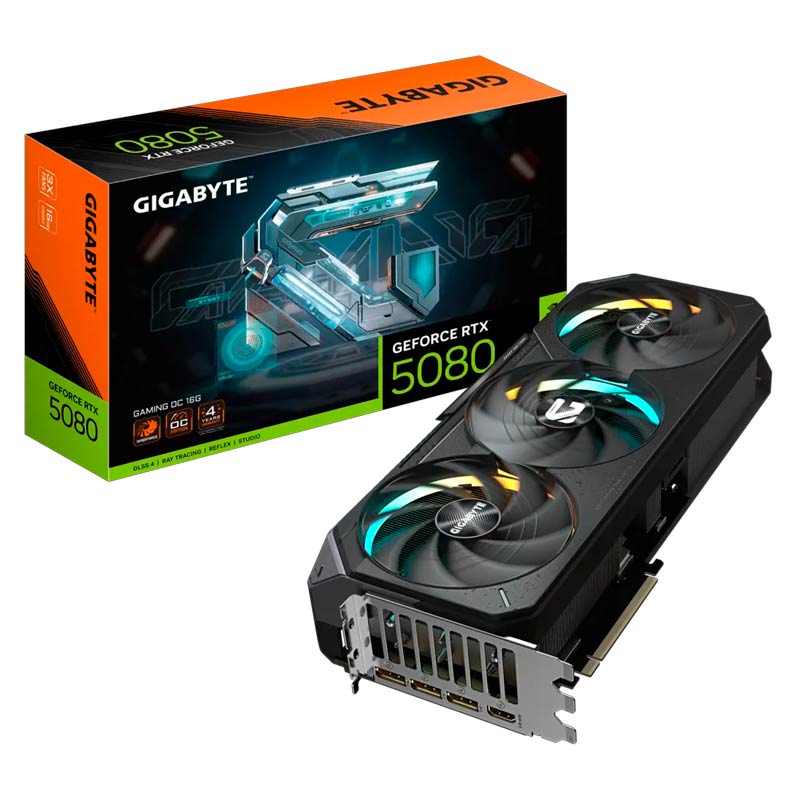 Tarjeta de Video 16GB GDDR7 Gigabyte GeForce RTX 5080 Gaming OC HDMI DP PCIe 5.0