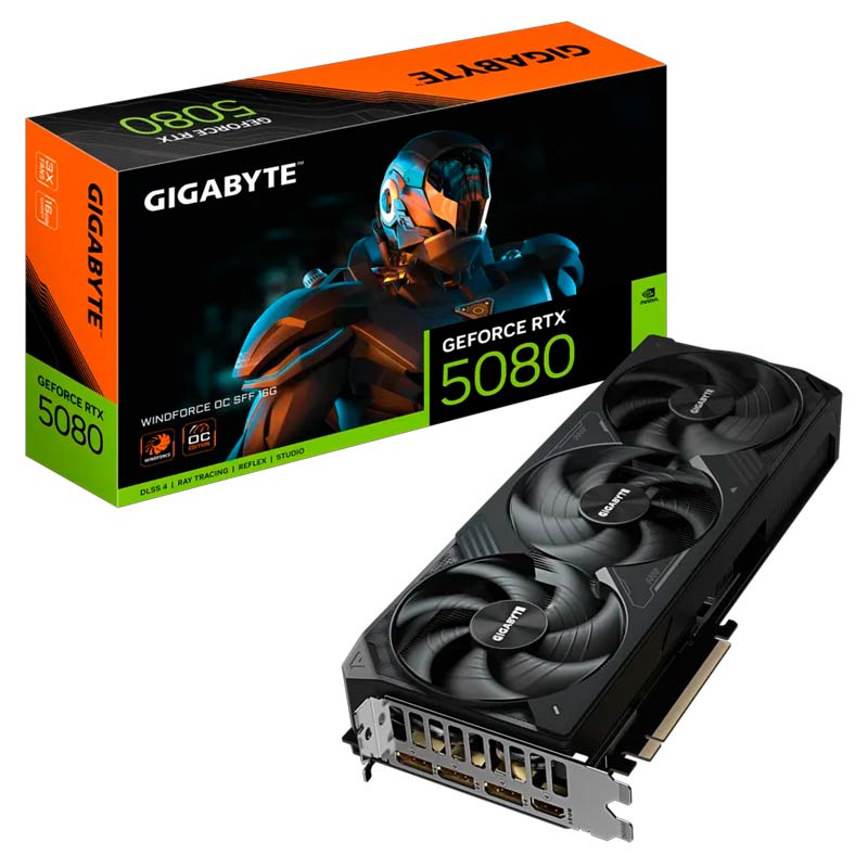 Tarjeta de Video 16GB GDDR7 Gigabyte GeForce RTX 5080  Windforce OC SFF HDMI DP PCIe 5.0