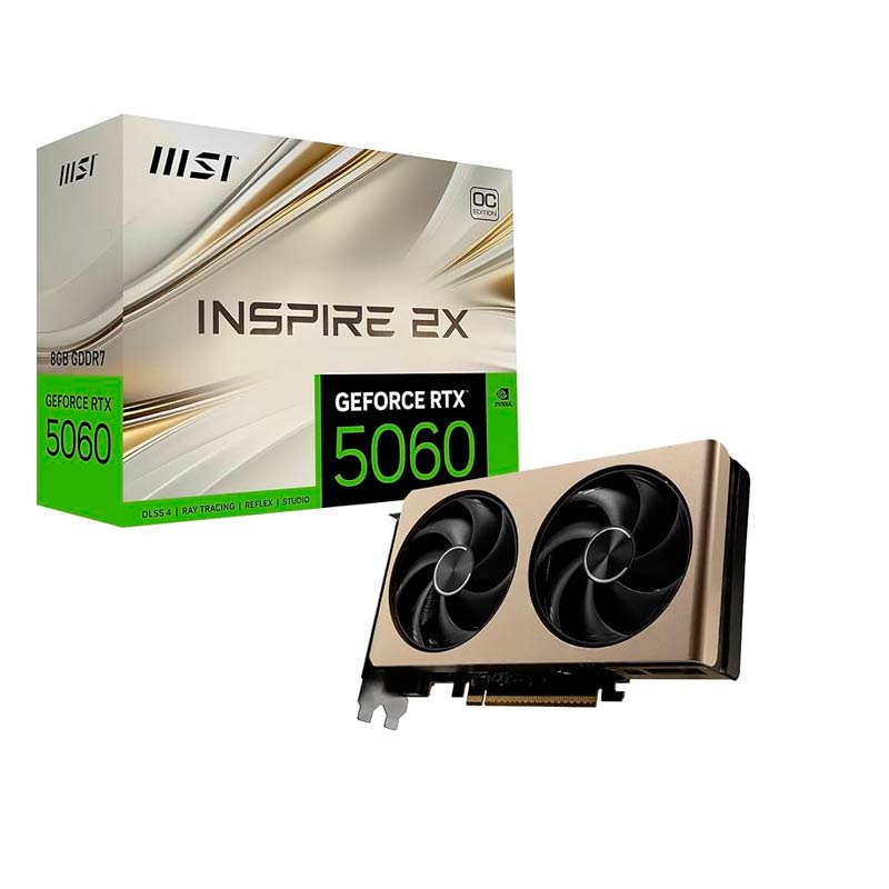 Tarjeta de Video 8GB GDDR7 MSI INSPIRE 2X OC GeForce RTX 5060 HDMI DP PCIe 5.0