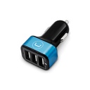Cargador Unno Tekno PW5022BK para Carro Triple USB-A 6.0A Negro/Celeste
