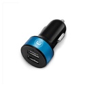 Cargador Unno Tekno PW5002BK para Carro Dual USB-A 2.1A Negro/Celeste